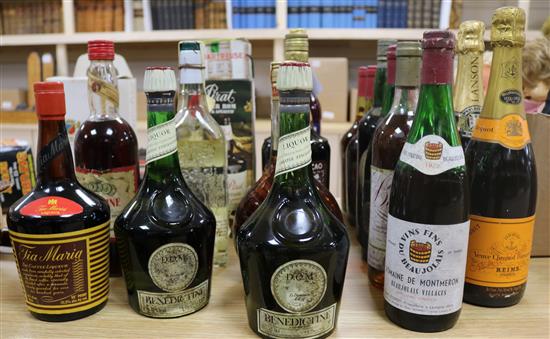 23 bottles of mixed spirits and wine